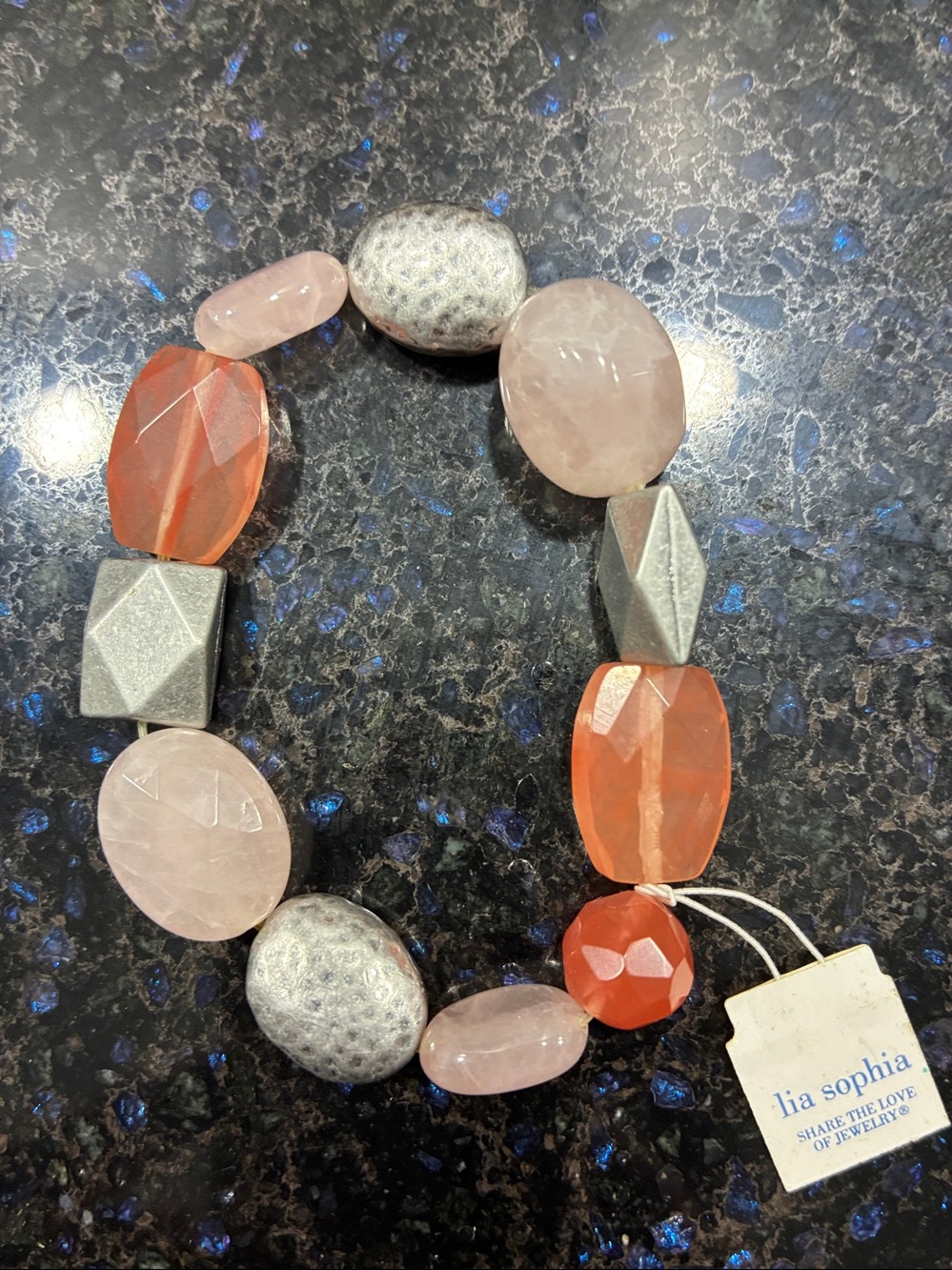 Lia Sophia - Pink Jadeite Stones With Assort Beads. NWT